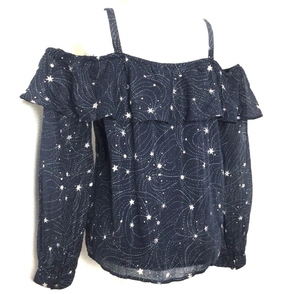 Floreal Spaghetti Straps off the Shoulder Long Sleeves Ruffled Top. - Picture 7 of 9